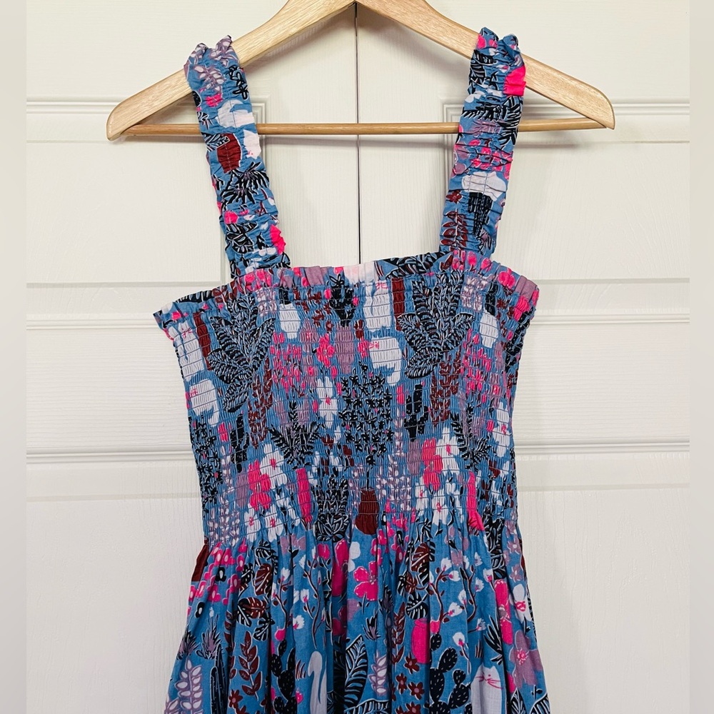 Kate Spade Garden Posy Smocked Sleeveless Midi Dress in Blue - Picture 7 of 12